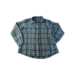 Woolrich Womens Plaid Flannel Shirt Jacket Blue Black‎ XL Button Up